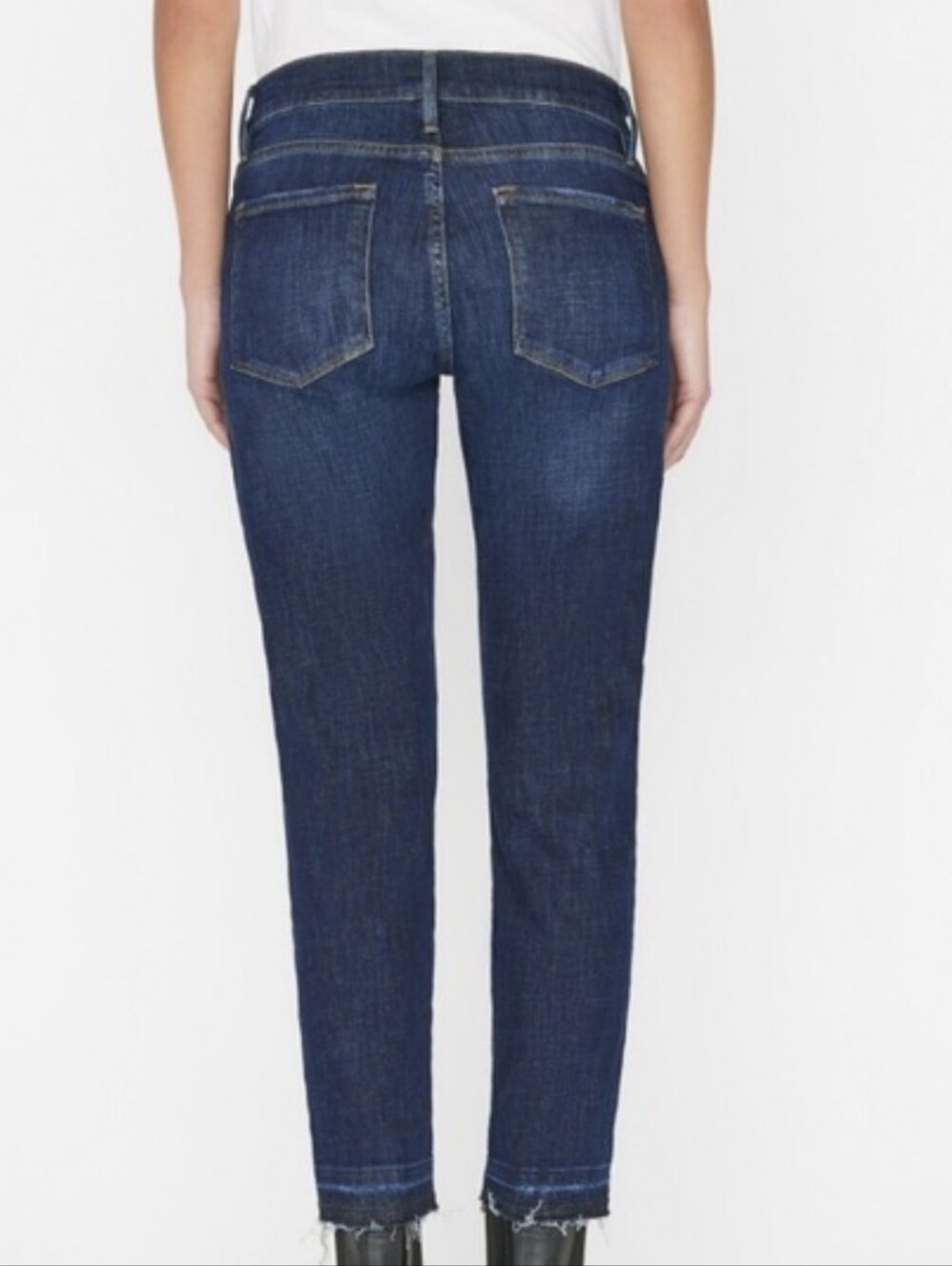 Frame Le Garcon Crop Jeans Released Hem Covant Dark Blue Straight Ankle Sz 28 - Picture 3 of 14